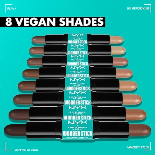 NYX Professional Makeup Highlight & Contour Stick, Double Tip, Definition & Shine, Modular & Vegan Formula, Wonder Stick, Shade: Fair (01) - Image 7