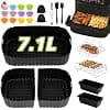 28PCS Moule Silicone Accessoires Air Fryer pour Philips Série 1000 Double Panier 7.1L, Réutilisable Plat Airfryer Liners Accessories pour Philips Dual Panier Friteuse à Air (NA154/00) - Image 2