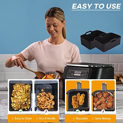 2 Pack Air Fryer Mould, Air Fryer Accessory for Ninja Foodi AF400EU AF300EU Double Stack SL400EU 9.5L, Airfryer Mould Silicone Airfryer Pot for Instant Pot Ultenic MasterPRO Air Fryer - Image 4