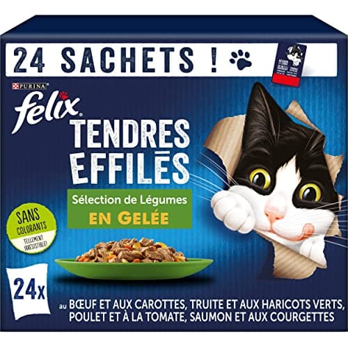 FELIX | Tender Tapered | Adult Cat | Jelly | 100% Complete and Balanced Recipe | Mixed Selection with Vegetables: Salmon, Trout, Beef and Chicken | Fresh Sachets | 24 x 85g - Image 3