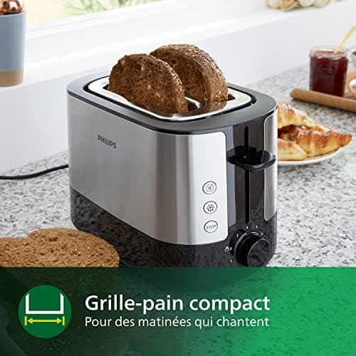 Philips Toaster - 2 Slots, 7 Settings, Pastry Warmer, Defrost, Elevation, Automatic Shutdown, Black (HD2637/90) - Image 7