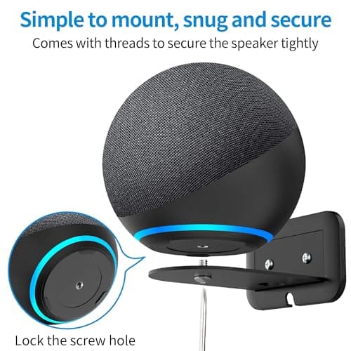PlusAcc Wall Mount for ECH0 4.Gen - No Noise Loss Bracket, Built-in Cable Management, Accessory for Google Nest Mini, Bedroom, Living Room and Kitchen Black - Image 7