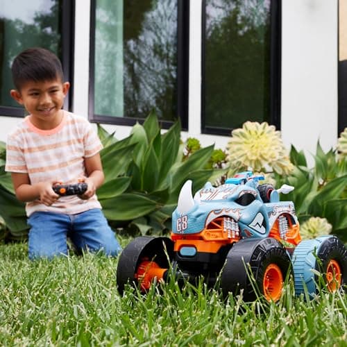 Hot Wheels Monster Trucks 1:12 Scale Transformable Rhinomite and Race Ace 1/64 Scale RC Transformable Toy for Children from 4 Years Old HPK27 - Image 3