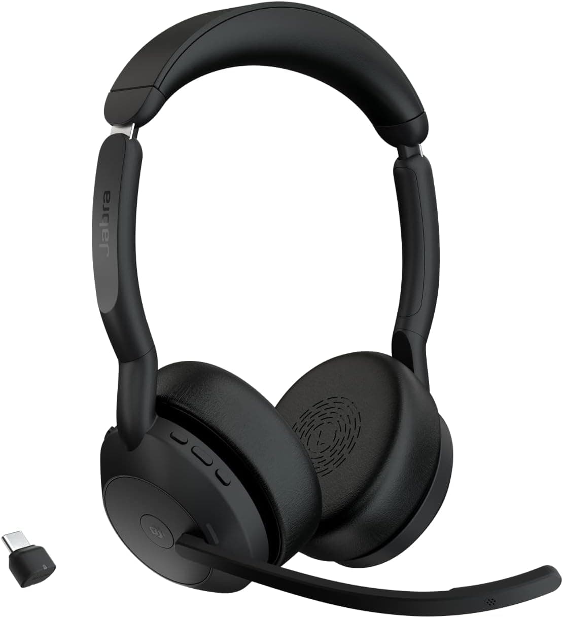 Jabra Evolve2 55, Casque Bluetooth Sans Fil, avec 4 Microphones, Réduction Active du Bruit, Design Léger, 18h Autonomie, Certifié MS Teams, Idéal Bureau & Maison, Noir