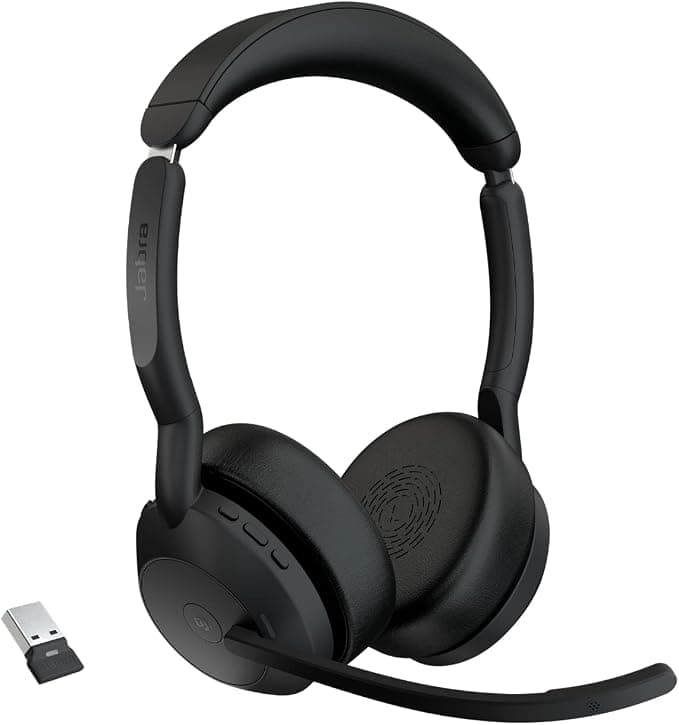Jabra Evolve2 55 Wireless Stereo Headset with Jabra Air Comfort Technology, Noise Cancelling Microphones and ANC - MS Teams Certified, Works with All Platforms - Black - Image 1