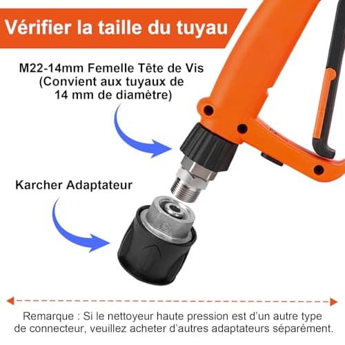 Kebtek High Pressure Washer Gun 5200 PSI with 1L Foam Cannon and 5 Nozzle Tips for Car Wash, Adapter Compatible Karcher K2-7 (MRP-003-B) - Image 6
