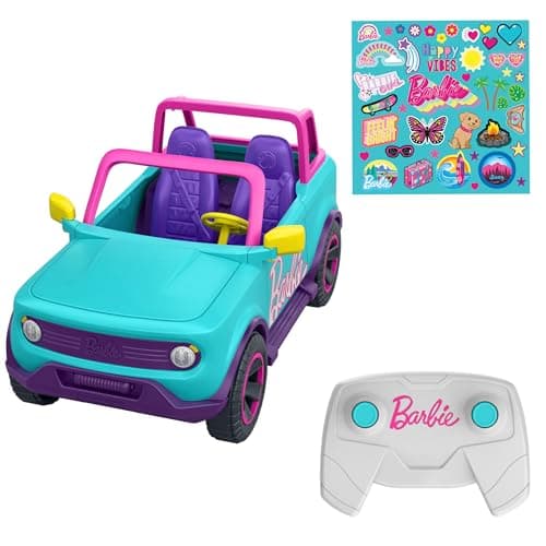 Hot Wheels Remote Control Car, Large Off-Road Barbie Vehicle Can Hold 2 Barbie Dolls, Stickers to Apply by Children to Customize Vehicle, HTP53 - Image 2