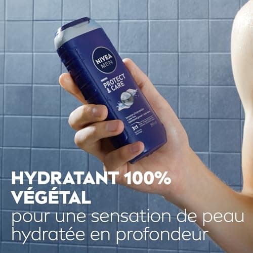 NIVEA MEN Gel douche Protect & Care (lot 6x250 ml) — Soin lavant enrichi en Aloe Vera naturel — Gel douche homme 3 EN 1 — Soin nettoyant corps visage et cheveux à la formule hydratante - Image 7