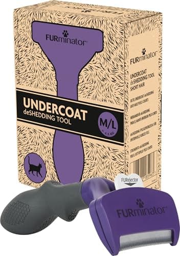 FURMINATOR Medium to Large Short Haired Cat Grooming Tool - M/L Shedding Brush with Ergonomic Handle - Removes 90% of Dead Hair - 1 Click Clean - Recyclable Packaging - Image 3