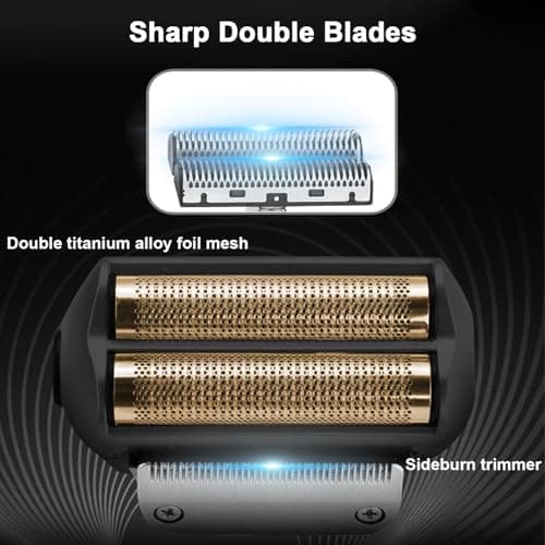 KEMEI Aluminum Foil Razor for Men Barber Shaver Rechargeable Electric Razor with Beard Trimmer, Cordless Lithium Titanium Aluminum Foil Shaver with Travel Case - Image 4
