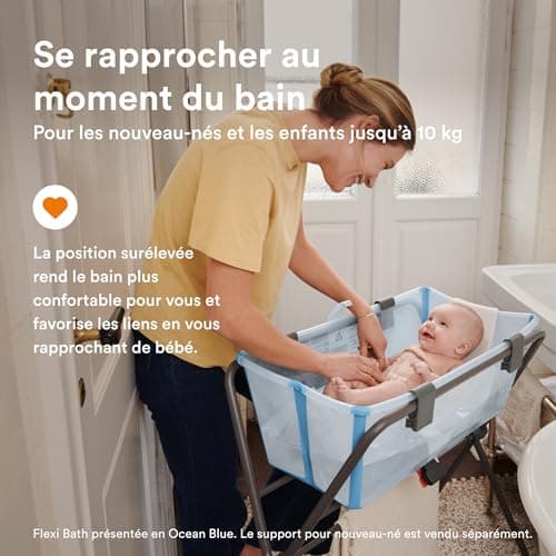 Stokke Flexi Bath (Sand Beige) + Flexi Bath Stand - Baby Bath Tub up to 10 kg - Foldable, Durable and Easy to Store - Convenient to Use at Home or Travel - Image 3