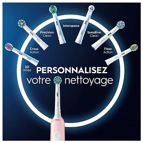 Oral-B Brosses A Dents Electriques Duo Pro 3 Noire Et Rose, Avec 3 Modes De Nettoyage 3D Dont Blancheur, Brossage Avec Des Oscillo-Rotations Et Pulsations, 3 Brossettes De Rechange RondesOral B - Image 5