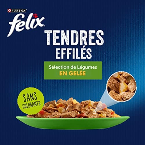 FELIX | Tender Tapered | Adult Cat | Jelly | 100% Complete and Balanced Recipe | Mixed Selection with Vegetables: Salmon, Trout, Beef and Chicken | Fresh Sachets | 24 x 85g - Image 5