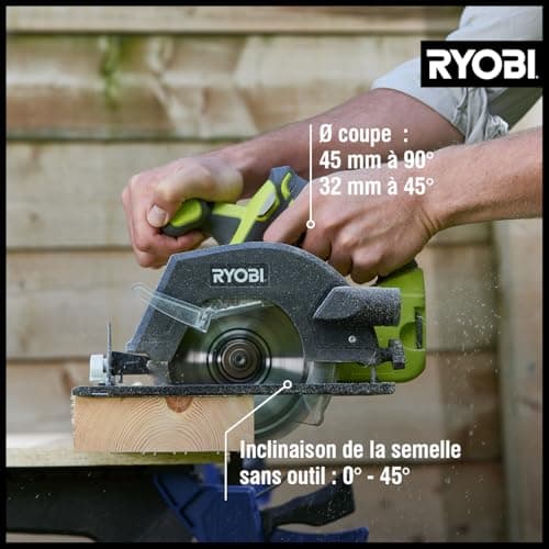 RYOBI - ONE+ circular saw 18 Volts - Ø150 mm, 4700 rpm, Comes with a 18-tooth blade 150 mm bore 10 mm and a 4Ah battery & its charger - R18CSP-140GZL - Image 5