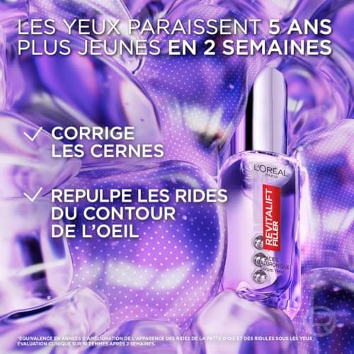 L'Oréal Paris - Eye Serum - Anti-Wrinkle, Anti-Puffiness & Concealer - With Pure Hyaluronic Acid and Caffeine - Innovative Triple-Ball Tip - Revitalift Filler - 20ml - Image 5