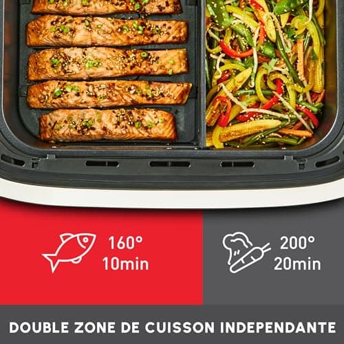 Moulinex Easy Fry Dual Flex, Air Fryer, Large Drawer 9L, Double Zone, Removable Divider, Up to 8 People, 7 Intuitive Programs, EZ9228F0, Black, Black - Image 7