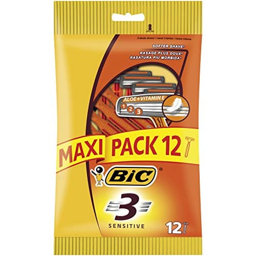 BIC 3 Sensitive Men's Disposable Razors with 3-Blade Technology for a Comfortable Close Shave - Pack of 12 - Image 3