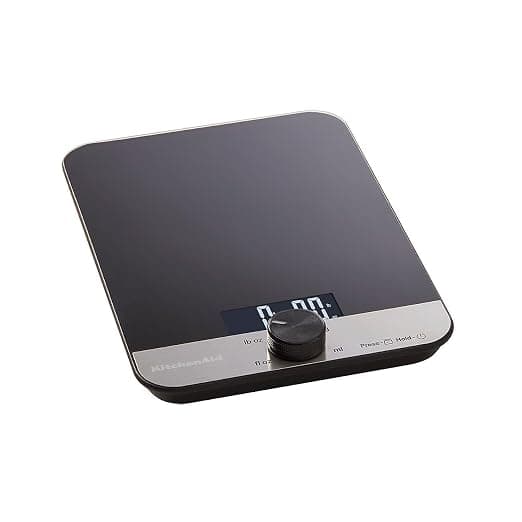 KC Blue KitchenAid Digital Glass Kitchen Scales, Dry and Liquid Ingredients, 5000 g / 5000 ml Black - Image 1