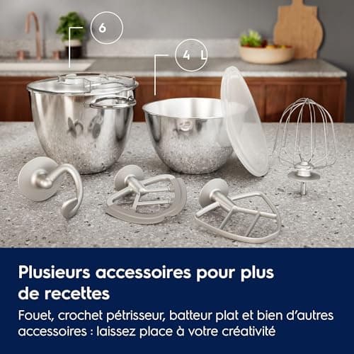 Electrolux Orbital Pastry Processor 700 Kitchen Assistant E6KM1-4BPT, Two Bowls of 6L and 4L, 10 Speed, PerfectRiseLid, with Kitchen Whisk, 1200 W, Stainless Steel, Black Pearl - Image 7