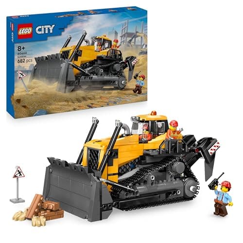 LEGO City Le Bulldozer Jaune - Jeu de Construction de véhicule de Chantier de Grande Taille - 3 Minifigurines - Briques supplémentaires & Panneau - Cadeau d'anniversaire pour garçon dès 8 Ans 60466 - Image 3