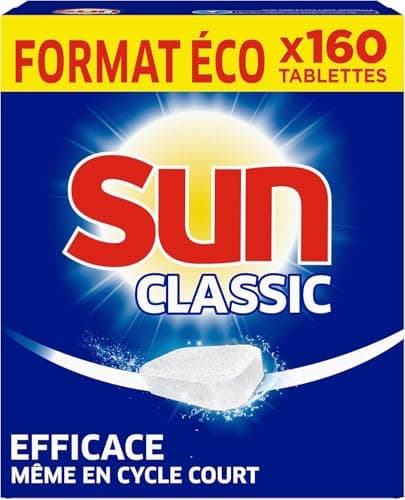Sun Classic Dishwasher Tablets, 160 Tablets, Effective Even in Short Cycles and at Low Temperatures, Made in France - Image 3