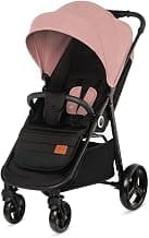 Kinderkraft GRANDE PLUS Poussette Canne dès la Naissance jusqu’à 22 kg, Pliage d'une seule main, Position allongée, Capote extensible, 4 Roues amorties, Rose