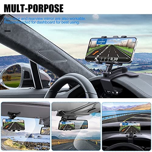 Car Phone Holder 360 Degree Rotation Dashboard Holder Compatible with GPS and Mobile Phones from 4.0 to 7.0 Inches Black - Image 7