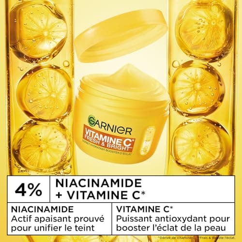 GARNIER - SkinActive Vitamine C - Crème Sorbet Hydratante Boost d'Eclat Fresh et Bright - Crème Hydratante et Anti-Taches - Unifie et Illumine le Teint - Tous Types de Peaux - 85 ml - Image 6
