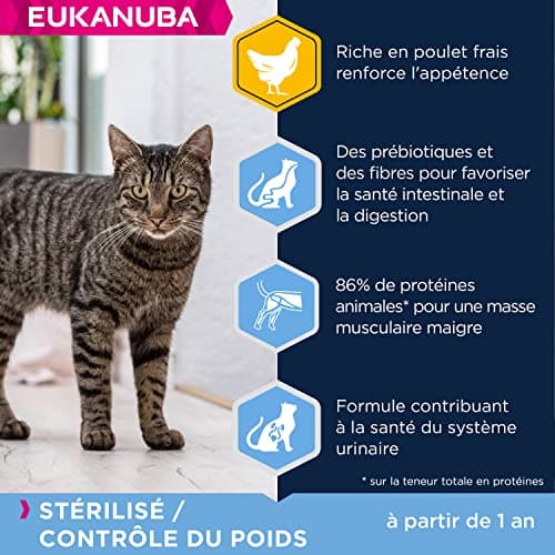 EUKANUBA - Sterilized or Overweight Cat Premium Dry Food – Adult, Senior – Complete and Balanced Food - Rich in Rice - Fresh Chicken – Non-GMO, Wheat Free - Resealable Bag – 2kg - Image 5