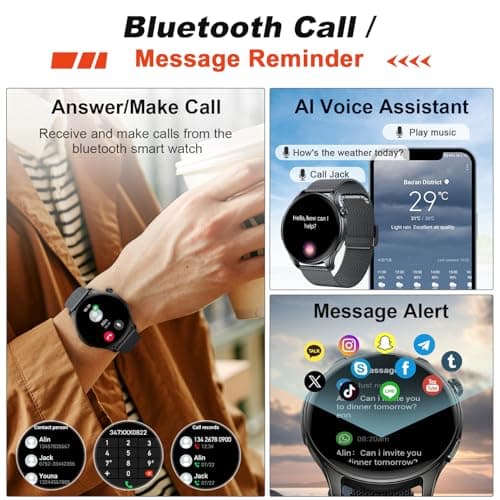 Montre Connectée Homme Femme Smartwatch: Etanche Fitness Smart Watch avec Appel Bluetooth Fréquence Cardiaque Spo2 Sommeil Moniteur 120+ Modes Sport Podomètre Montre Intelligente pour Android iOS - Image 3
