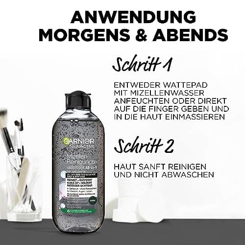 Garnier SkinActive Black Skin Routine Kit de soin du visage avec 5 masques noirs, tonique micellaire et sérum AHA BHA pour un teint plus uniforme sur les peaux normales ou à imperfections - Image 5