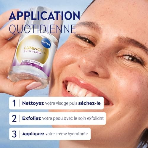 NIVEA Luminous 630 - Liquid Refiner Skin Glow - Anti-Spot Facial Care - Gently Exfoliates & Refines Pores - 4% BHA, 1% PHA & Aloe Vera - All Skin Types - 100 ml - Image 6