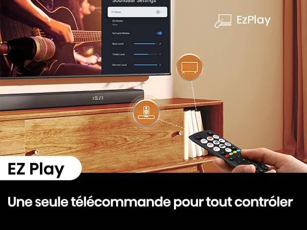 Hisense Barre de Son HS3100-3.1CH - Système Son Surround, 480W Puissance sonore, Caisson de Basse sans Fil 6.5”, Enceintes Satellites, Dolby Digital Plus et DTS Virtual:X, EzPlay et Bluetooth 5.3 - Image 9