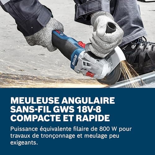 Bosch Professional 18V System cordless angle grinder GWS 18V-8 (disc diameter 125 mm, with 2 GBA 5.0 Ah batteries, GAL 18V-40 charger, L-BOXX) - Image 4