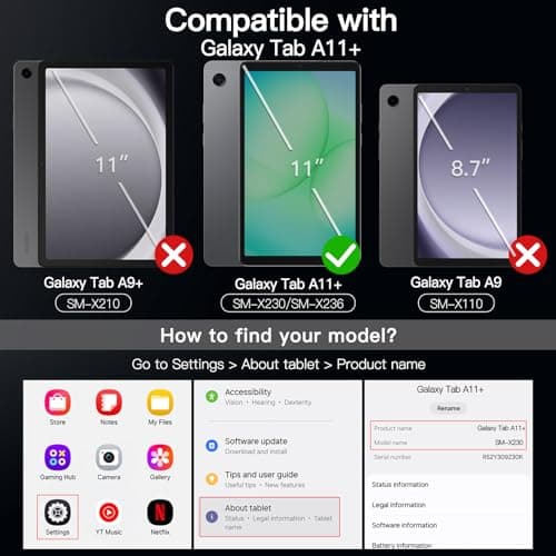 JETech Rotating Case for Samsung Galaxy Tab A11+/A11 Plus, Protective Case Cover with 360 Degree Rotation Stand and Transparent Back, Multi-Angle Vision, Auto Sleep/Wake (Black) - Image 3