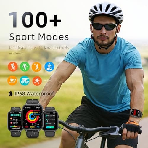 Montre Connectée Homme Femme, 1.85" HD Smartwatch avec 113+ Modes Sportifs, IP68 Montre Intelligente avec Podometre/Cardiofrequencemetre/Sommeil, Bracelet Montre Intelligente pour Android iOS - Image 4
