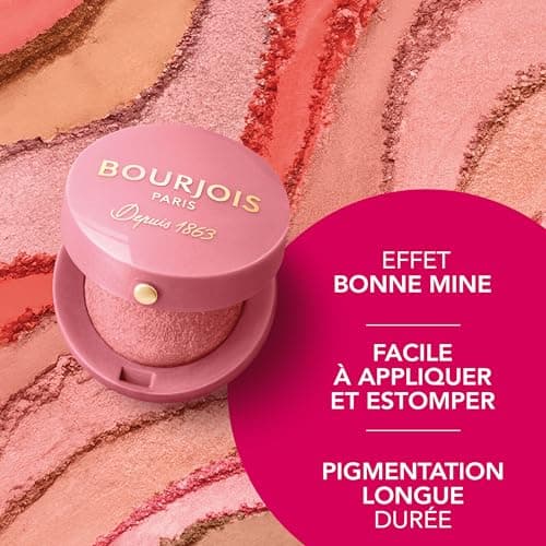 BOURJOIS - Boîte Ronde Blush 74 Rose Ambre - Piceau & Miroir Intégré - Technologie Fard Cuit - Texture Fine & Légère - Facile À Estomper - Parfum Gourmand - Image 6
