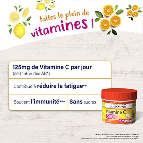 JUVAMINE - Vitamin C500 - Maxi Format - 120 Chewable Tablets (Pack of 1) - Image 4