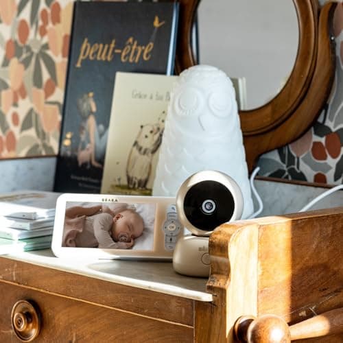 BÉABA, Babyphone, Ecoute Bébé Vidéo 2 en 1, Ecran/Application mobile dédiée, Caméra HD, Rotation à 360°, Vision Nocturne, Talkie Walkie, Berceuses, Contrôle température et humidité, Zen Premium Argile - Image 6
