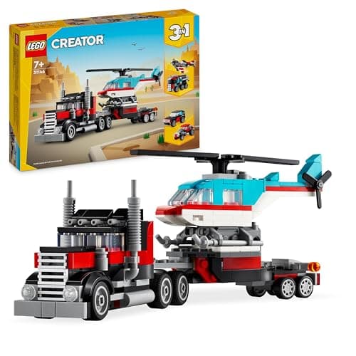 LEGO Creator 3in1 Flatbed Truck with Helicopter Toy to Propeller Plane and Fuel Lorry to Hot Rod and SUV Car Toys for 7 Plus Year Old Boys, Girls and Kids Who Love Cool Vehicles, Gift Idea 31146 - Image 2