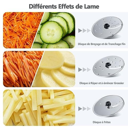 YASHE Robot Cuisine Multifonctions – Blender, Mixeur, Moulin, Presse-Agrumes, Pétrin avec Bol de 2,5L et Blender de 1,5L, 1300W, 3 Vitesses, Fonction Pulse, Verrouillage de Sécurité - Image 8