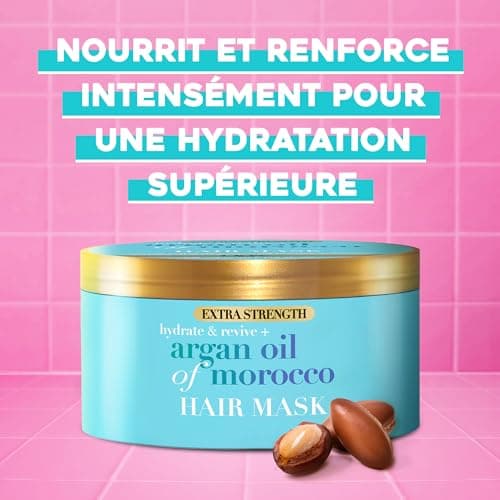 OGX - Masque Capillaire Extra Force Hydratant & Revitalisant + Huile d'Argan du Maroc (pot de 300 ml)–Masque cheveux hydratant et réparateur pour cheveux abîmés–Masque riche pour des cheveux éclatants - Image 4