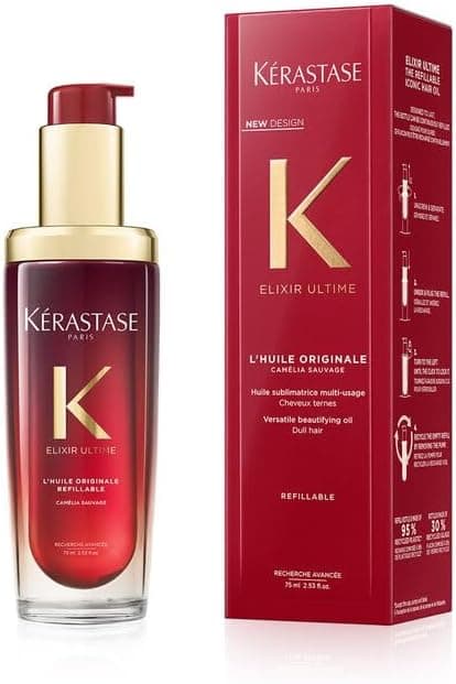 KÉRASTASE Elixir Ultime Rouge - Limited Edition - Nourishing Multi-Use Hair Oil - Thermo Protective Leave In Care - Camellia & Argan Oils - All Hair Types