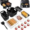 YINGRACE Air Fryer Accessories for Philips Airfryer Dual Basket 3000 Series NA350, 5000 Series NA550, 8 Pieces with Silicone Mould, Rack, Bread Mould, Muffin Pan - Image 2