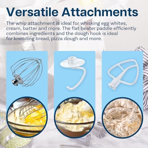 KitchenAid 3 Piece Accessories 4.5-5 Quart Tilt Head Mixer Stand Mixer Artisan & Classic Series by MMOBIEL - Aluminium K45 Whisk, Flat Mixer, Dough Hook, Dishwasher Safe - Image 4