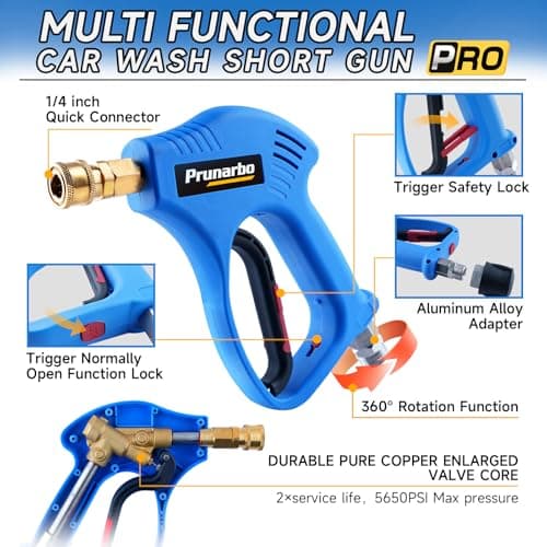 Pressure Washer Gun Kit with Foam Cannon, 1/4" Quick Connect, 5 Nozzle Tips, Compatible with Nilfish/Bosch (PR-M02-NB-B) - Image 3