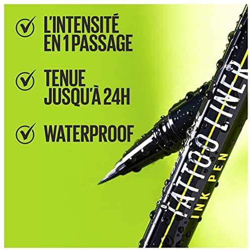 Maybelline New York - Eyeliner Feutre Waterproof Ultra-Pigmenté - Pointe Précision - Tenue 24H - Tattoo Liner Ink Pen - 880 Jet Black (Noir) - Image 7