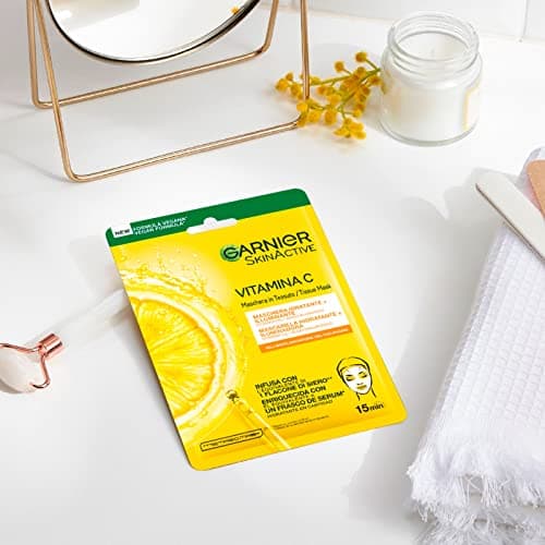 4x Garnier SkinActive Masque Visage Jetable en Tissu Hydratant et Illuminant avec Vitamine C et Acide Hyaluronique - 4 Masques Jetables - Image 4