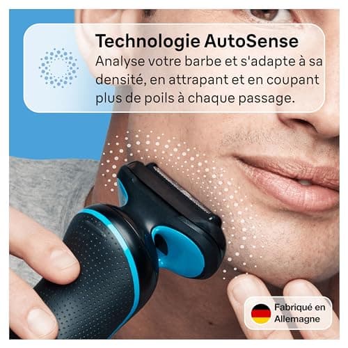 Braun Rasoir Electrique Pour Hommes Series 5 51-B1200s, Etanche, A Grille Et Sans Fil, Rechargeable, Avec Accessoire Tondeuse De Précision Pour Bien Raser Et Tondre La Barbe, Bleu - Image 5