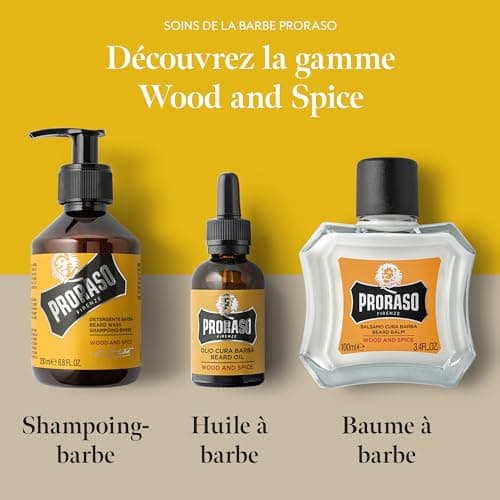 Proraso Shampoing Barbe, Soin Visage Homme Nettoyant et Adoucissant, Shampoing pour Barbe Parfum Bois & Épice, Fabriqué en Italie, 200 ml - Image 6